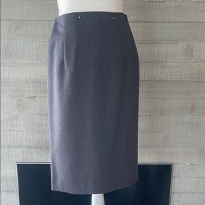 ANTONIO MELANI Charcoal Gray Pencil Skirt with Gold Studs